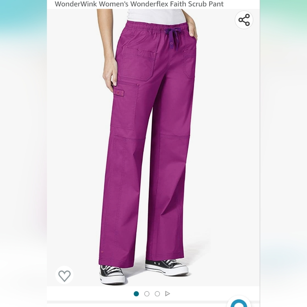 Wonderwink womens wonderflex faith scrub pants xxsp raspberry